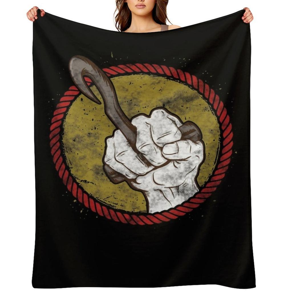 Longshoreman Hook Graphic Throw Blanket warm for winter Thin Plaid on the sofa Warm Blankets