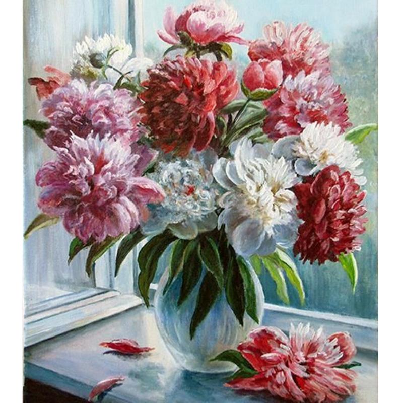 Artistic Flower Picture Unframd Handmade Oil Painting DIY Digital Kits Canvas Draw Home Decro Gift