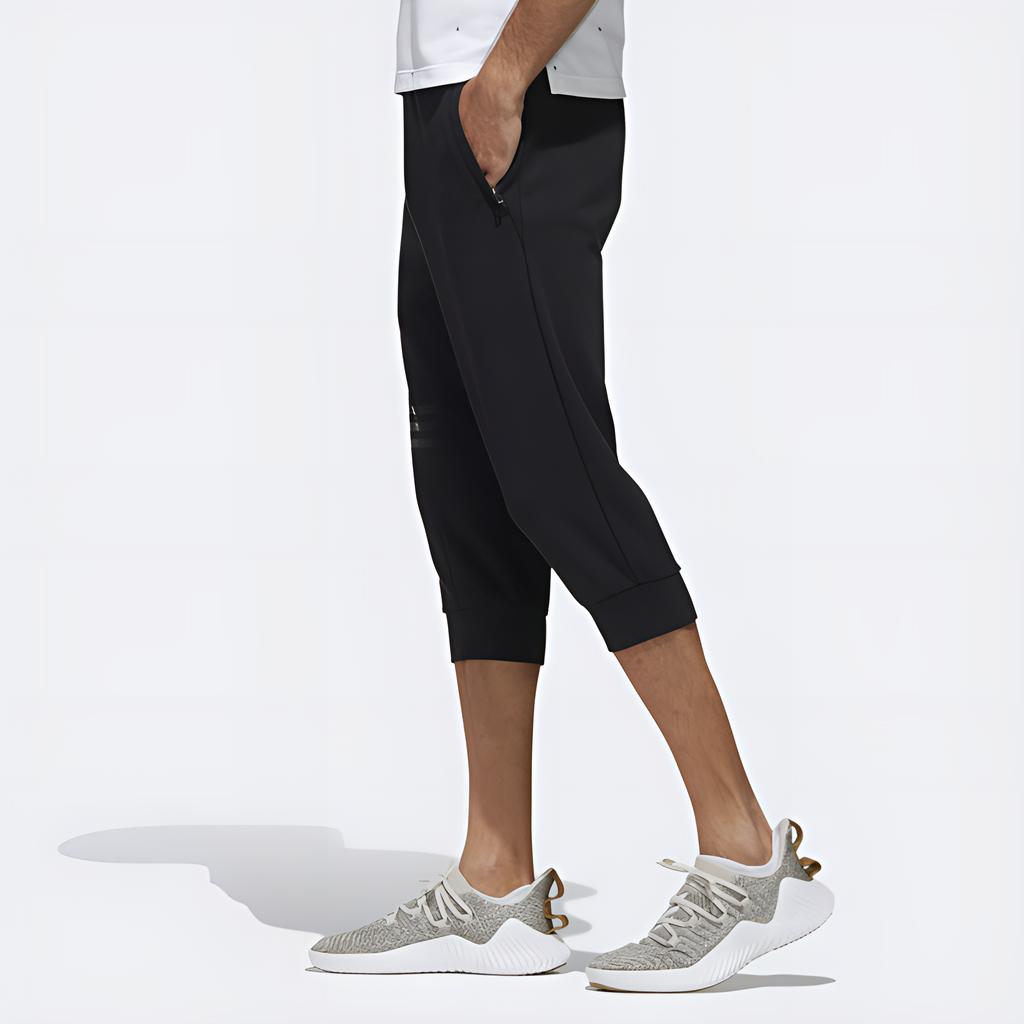 Adidas Sports Lifestyle Series Solid Color Slim Fit Moisture Wicking Breathable Mid Rise Seven Point Shorts Men Shorts Black DY8727