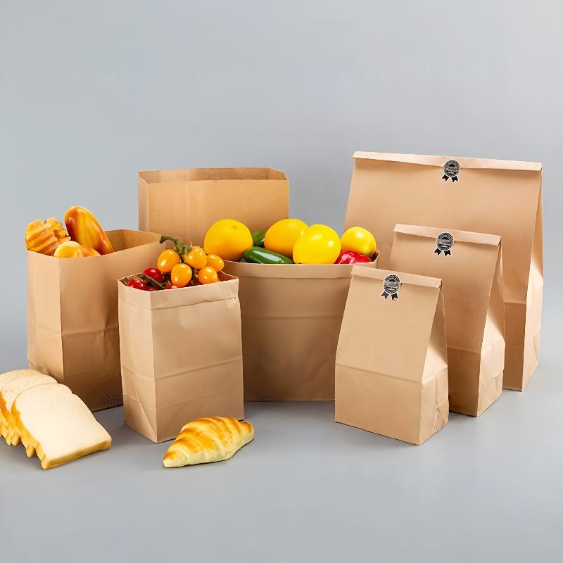20/25/50 buc. Pungă din hârtie kraft maro Pungă pentru ambalat alimente Pungă de cumpărături pentru legume Ambalaj pentru dulciuri Pungă kraft pentru prânz Pungă de hârtie pentru alimente Pungă găleată pentru alimente, biscuiți, pâine