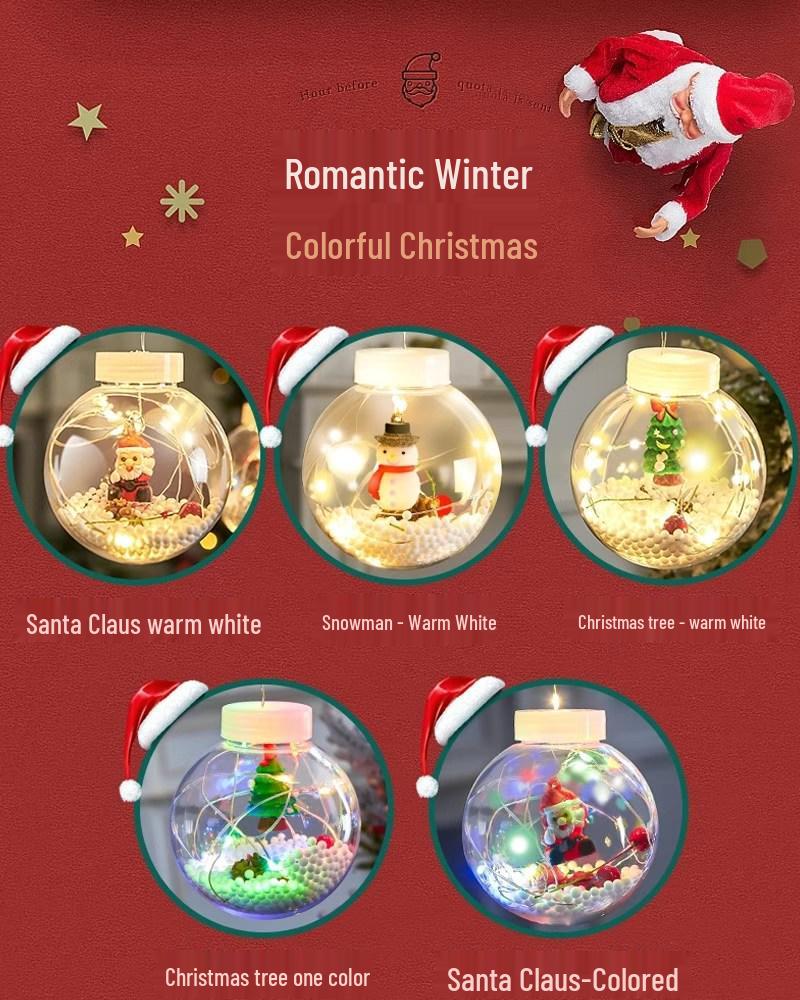 LED Santa Claus Wishing Ball Curtain Lights for Romantic Holiday Decorations and Store Window Displays