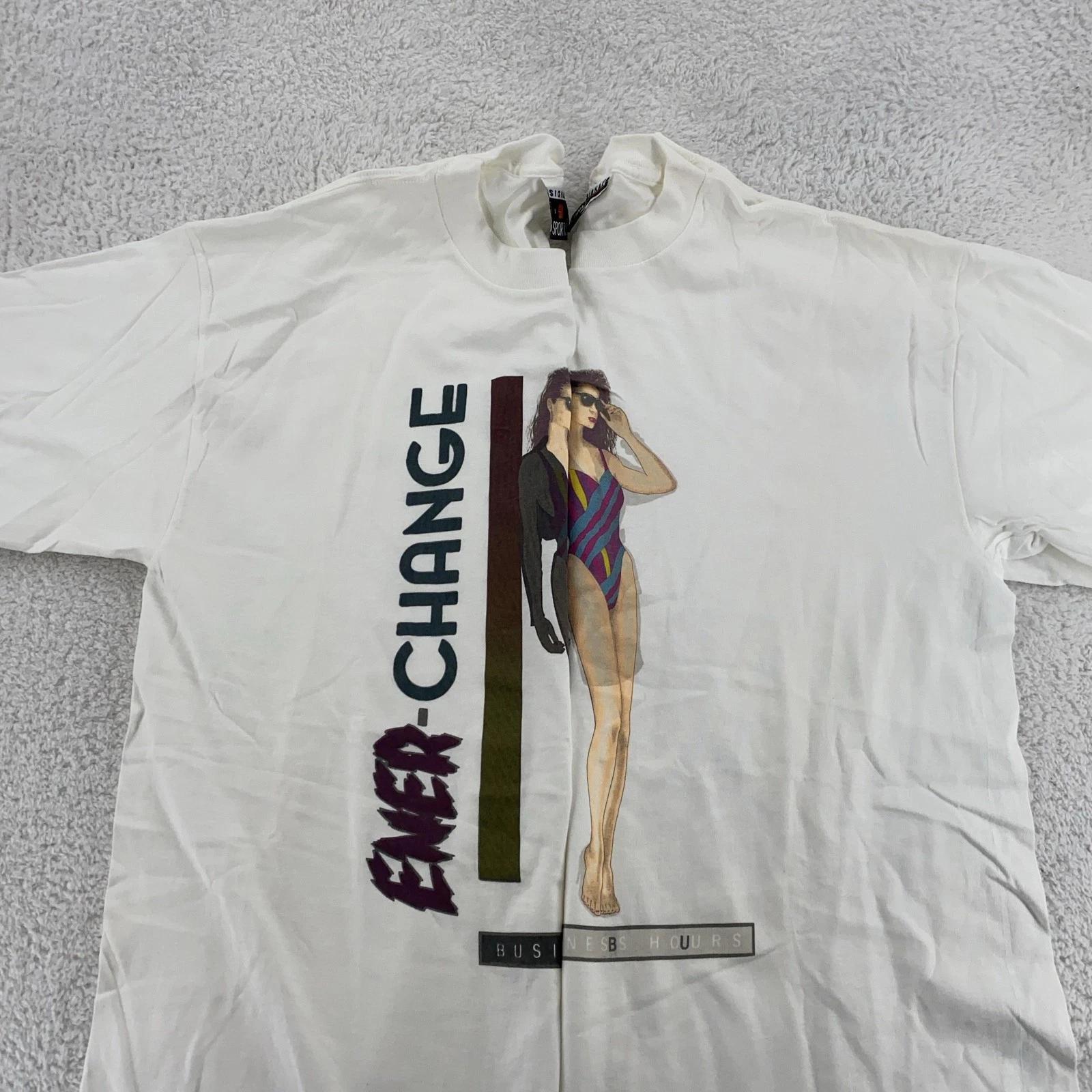 

Vintage 90s Heat Color Changing Business Hours Beach Bikini Babe T-Shirt L Surf 3XL