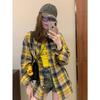 2024 Autumn Women's Versatile Egg Yellow Checkered Patchwork Long Sleeve Jacket
