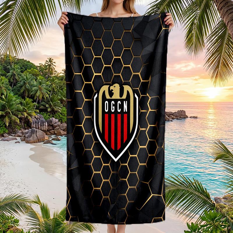 OGC Nice FC Druck Schnelltrocknendes Strandtuch Mikrofaser Saugfähig Tragbares Reise-Handtuch zum Schwimmen