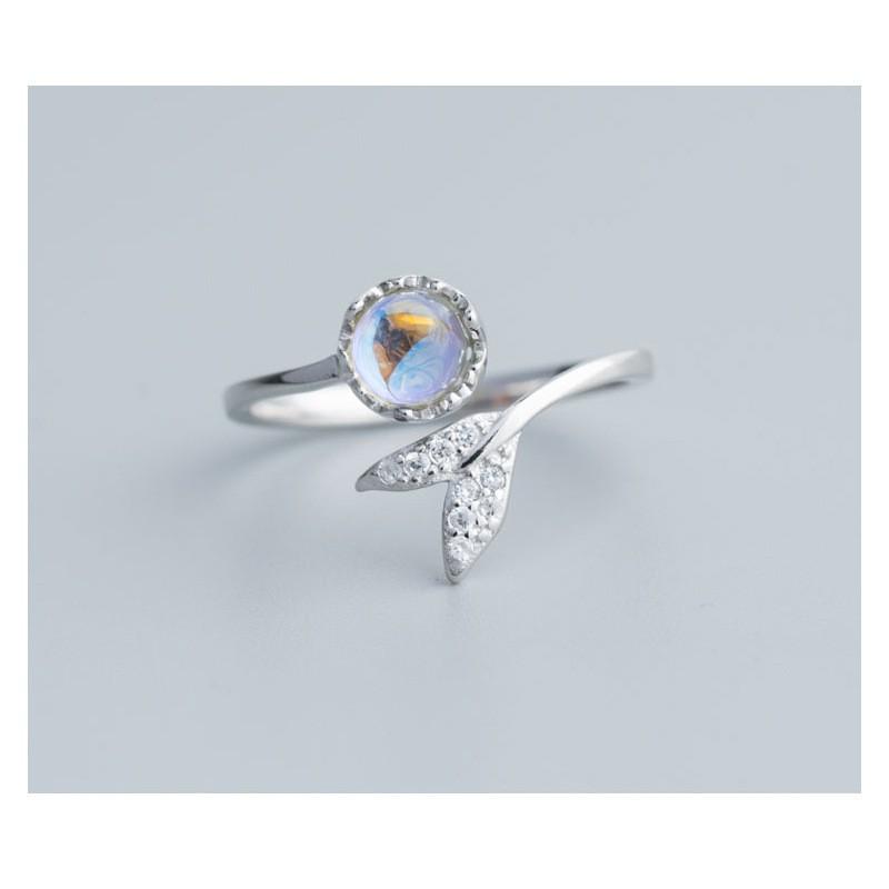 Korean Style Mermaid Tears Moonstone Zircon Ring – Women's Fashionable Inlaid Diamond Design