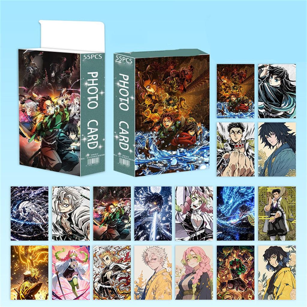 55pcs Anime Style Collectible Photo Cards Set LOMO Style Character Illustration Postcards for Collection and Display