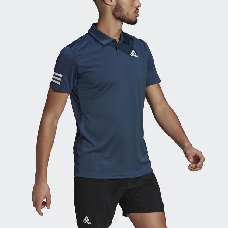 Adidas Club 3-Stripes Tennis Casual Short Sleeve Polo Men Tops Navy GL5458