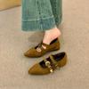 Retro pointed head shallow mouth inner height increase single shoes women's 2025 new design French late evening wind Mary Jane shoes