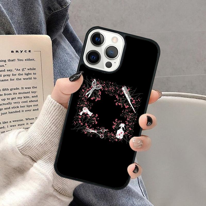 Barber Pole Scissor Comb Razor Phone Case for iPhone 17 Air 16 16e 15 Plus for Apple 13 11 12 14 Pro Max Cover coque