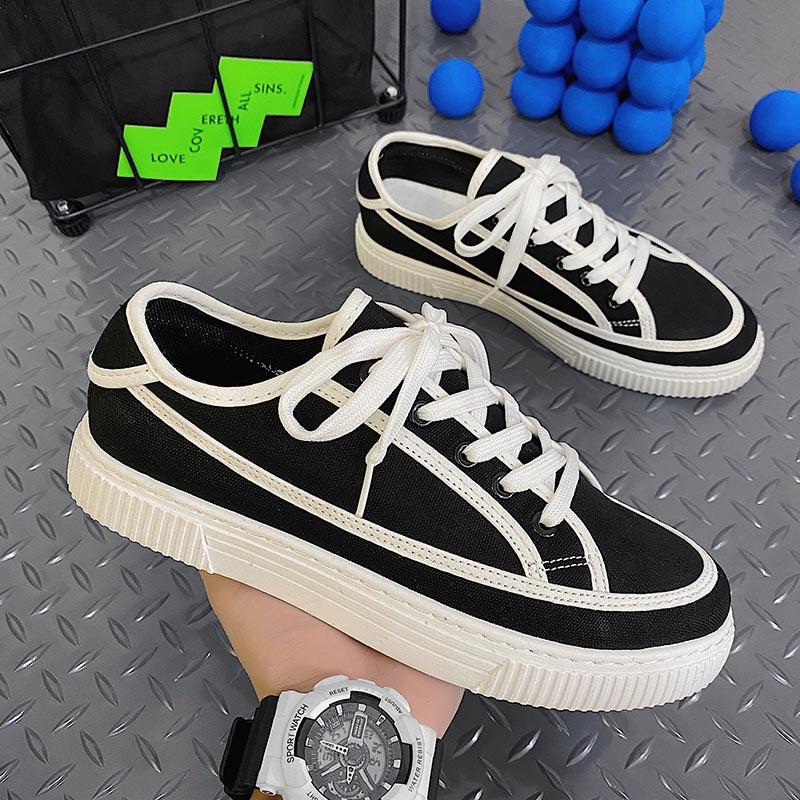 

2024 новые модные туфли мужские туфли в гонконгском стиле повседневные туфли для скейтбординга корейская версия универсальные японские нишевые дизайнерские студенческие парусиновые туфли 39