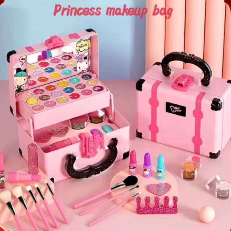 32Pcs Kids Makeup Toys Girls Real Makeup Kit Washable Non-Toxic Makeup Toy Set Retro Beauty Makeup