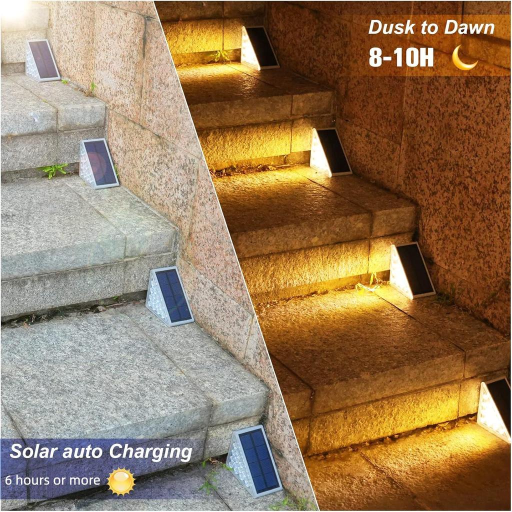 Waterproof Solar Step Lights for Outdoor Decks, Porches, Patios, and Garden Pathways