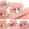 Goth Halloween Earrings Stainless Steel Ghost Pirate Skull Skeleton Stud Earrings Women Punk Pumpkin Spider Web Bat Zircon Gift