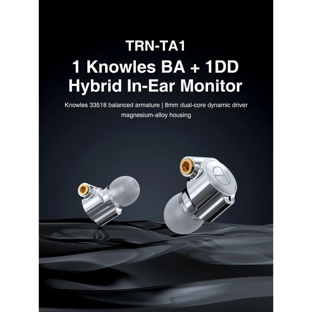 TRN TA1 Hi-FI 1BA+1DD Hybrid (Knowles 33518,8mm Dynamic) In-ear Earphone Drive HIFI Bass Metal Monitor Running Sport Headphone