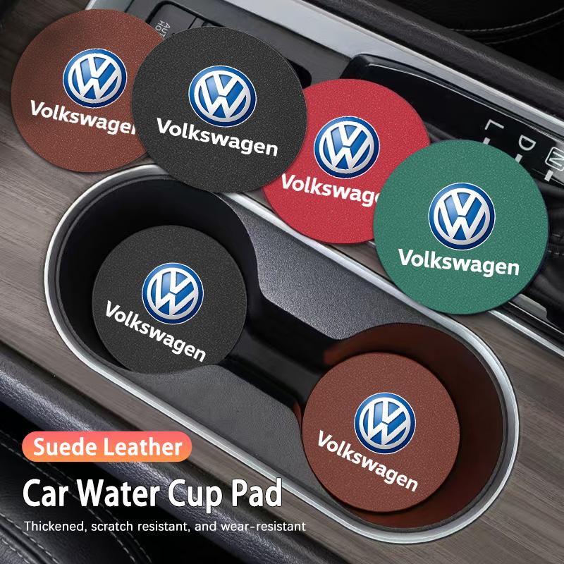 2026 Hot 2Pcs Car Coaster Water Cup Mat Non-Slip Pad For Volkswagen VW Golf Amarok Beetle GTI Magotan T-ROC T-Cross Polo Atlas ID3 Tiguan zs5