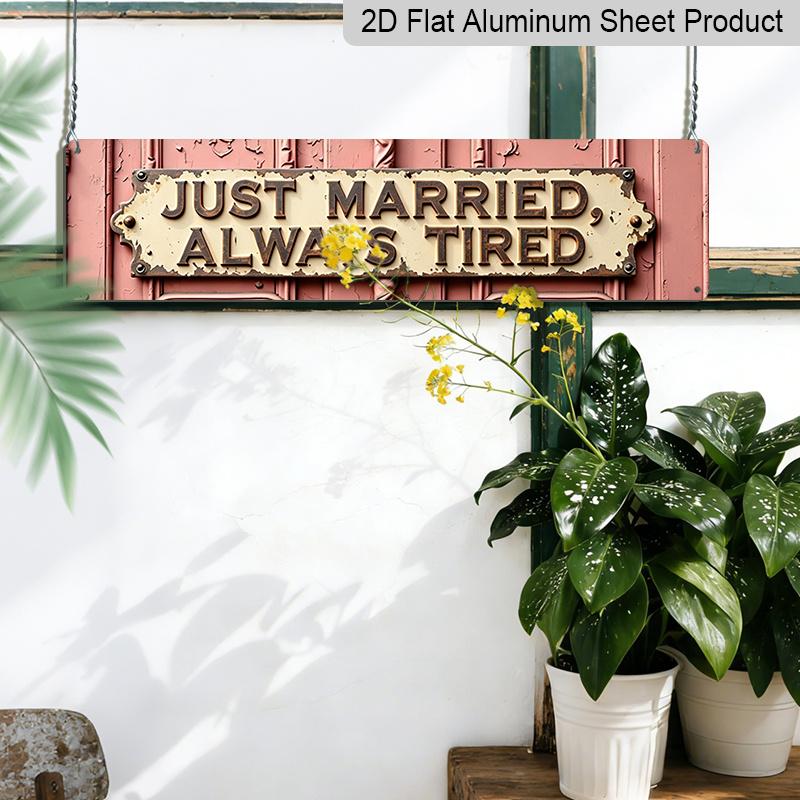 2D Flat Vintage-style Signboard Wedding-themed Aluminium Decorative Sign Featuring Distressed Lettering Suitable for Home Cafes and Special