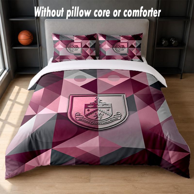 Burnley Football Design Bed Bedding Set 1 Duvet Cover + 2 Pillowcases Soft Breathable Household Bed Linens