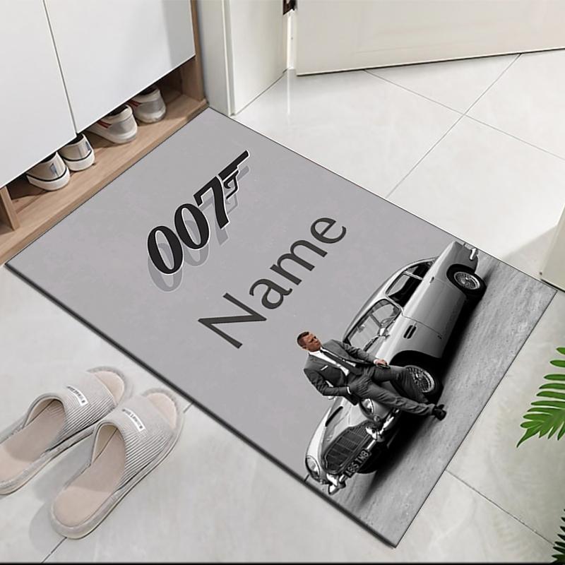 Custom Name 007 James Bond Printed Carpet Rug For Office Chair Living Room Bedroom Kitchen Room Decor Gifts