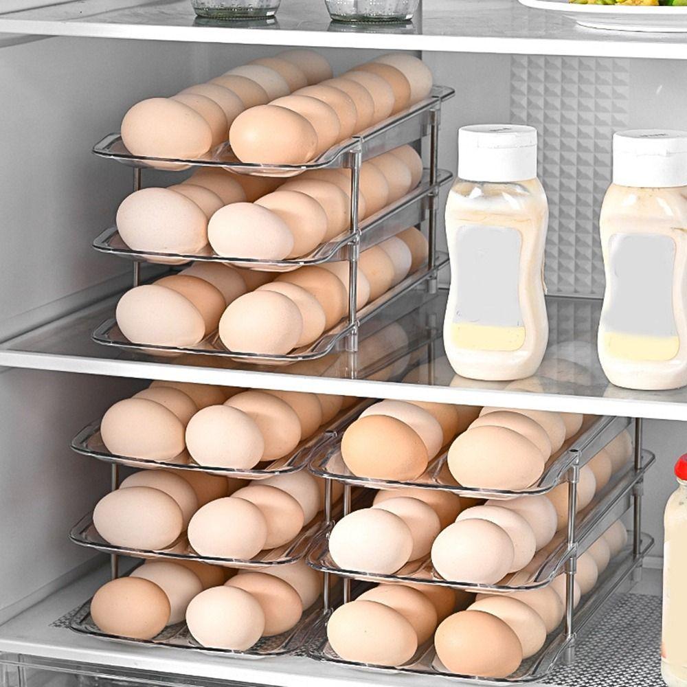 Transparent Refrigerator Egg Storage Box Large Capacity Refrigerator Egg Dispenser  Kitchen