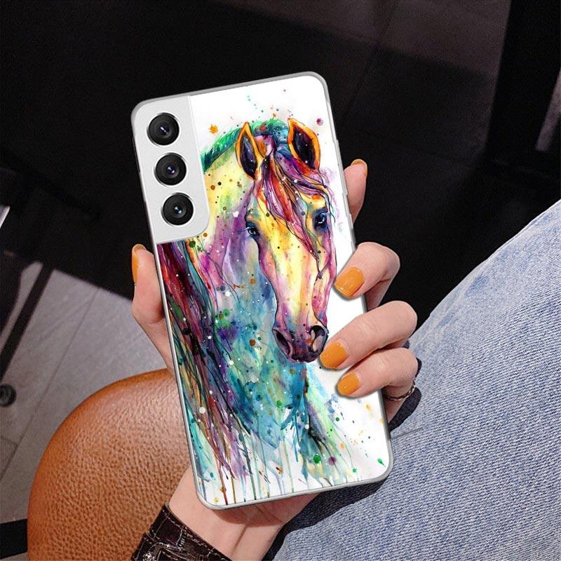 Animal Oil Painting Horse Phone Case For Samsung Galaxy S24 S25 Edge S26 Ultra S23 S22 S21 Plus S20 FE + Personalized Print Cove