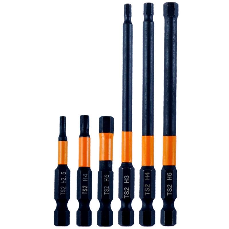 6/7Pcs Allen Wrench Drill Bit Set Impact Hex Head Screwdriver Bit Set 1/4inch Hex Shank Hex Bit Maintenance Tool