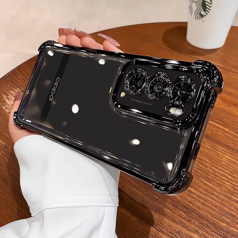 

Applicable To OPPOReno12 Four-corner Anti-fall Mobile Phone Case A3pro Electroplating Full-inclusive FindX7 Airbag Protective Case A96 Reno12pro чёрный