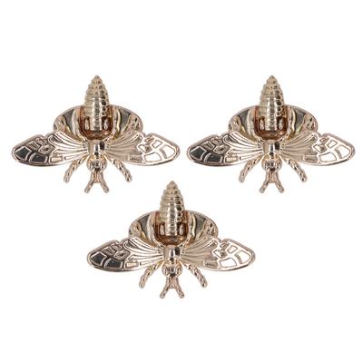 3pcs Clasp Turn Lock Light Gold Bee Shape Alloy Material Rotatable Design DIY Decorative Bag Making Supplies