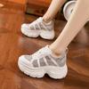 Thick-soled Rhinestone Dad Shoes Women's 2025 Summer New Inner Height-increasing Women's Shoes Breathable Mesh Fashion Versatile Casual Shoes