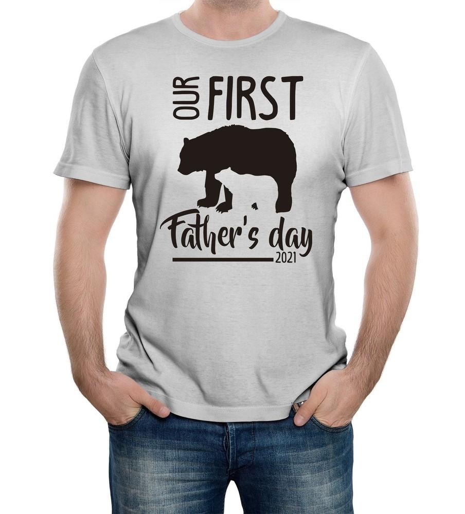 

First Fathers Day Bear Design T-Shirt - Gift Present Family Baby Son Daughter M