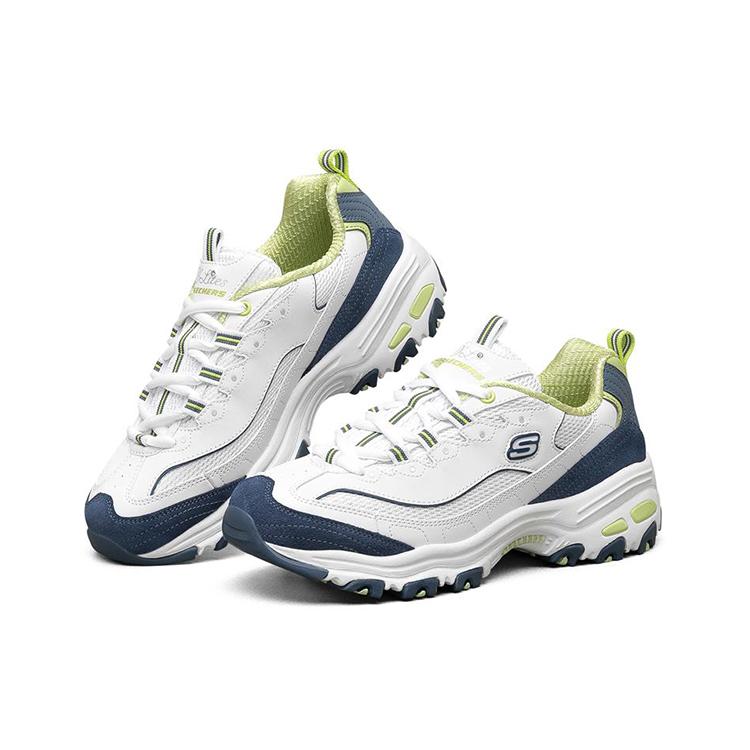 Skechers D'Lites 1.0 Casual Shoes Women's White Blue Green 13167-WNVL