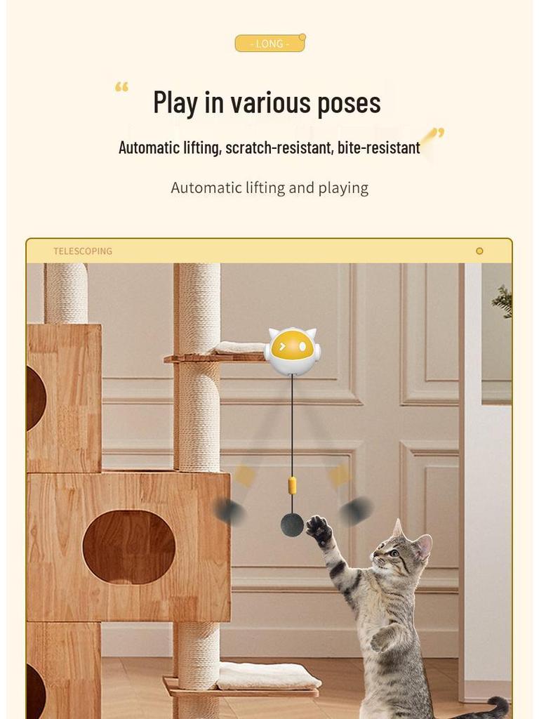 Smart Telescopic Electric Cat Teasing Toy with Integrated Lifting Ball