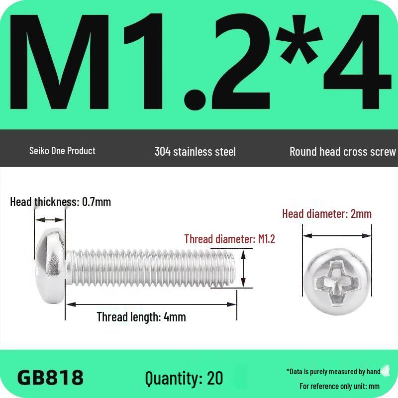 Phillips Pan Head Machine Screws, 304 Stainless Steel, Sizes M1-M10