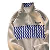 Unisex Retro Checkerboard Half-Zip Polo Sweatshirt - American Style Loose Fit for Fall