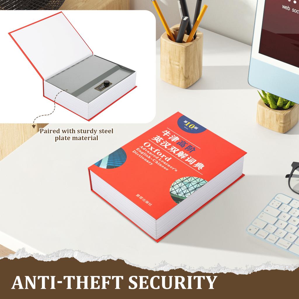 Large Decorative Book Safe with Combination Lock 10.43" × 7.87" × 2.56" Hidden Storage Diversion Box for Cash Phone Passport