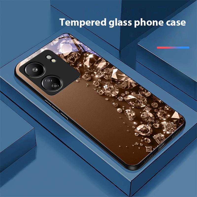 Plné kamienky Pre Xiaomi Redmi 13C Note13 12 Pro Plus 5G Note 9 13T Pro POCO X6 F5 F6 Čierne Tvrdené Sklo Obal na Telefón