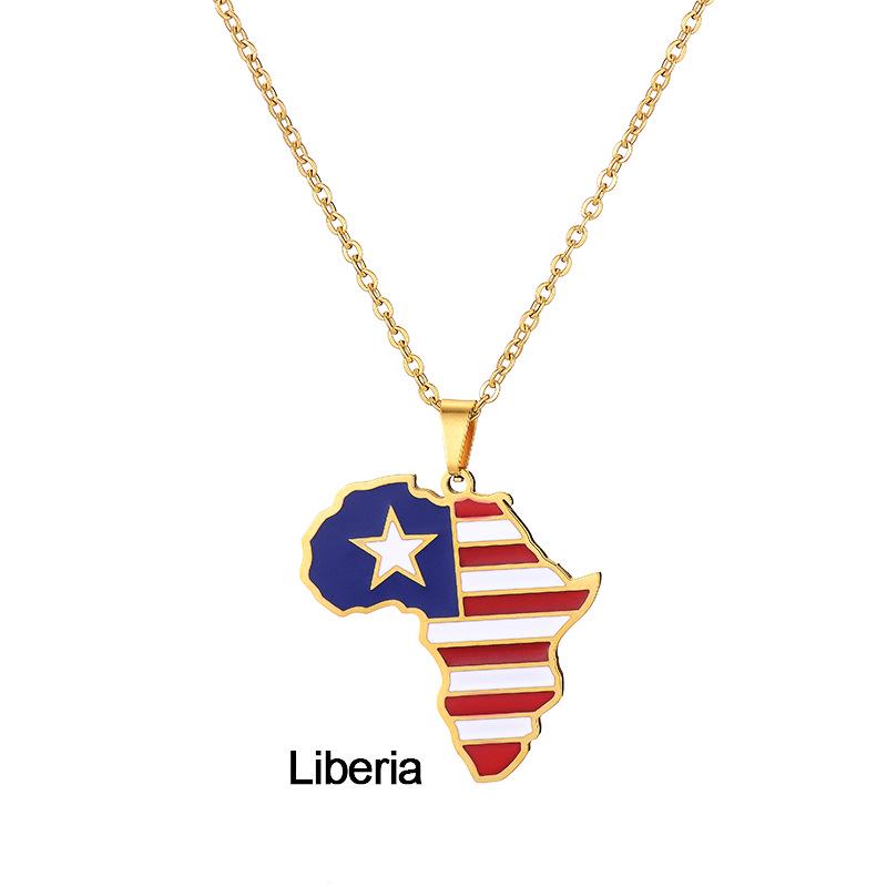 Stainless Steel Africa Map Necklace: Nigeria, Ghana, Somalia Pendant Jewelry