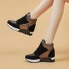 Fashion 6CM High Top Women Shoes Synthetic Leather Platform Ankle Boots Wedge Hidden Heel Autumn Warm Fur Winter Shoes Sneakers