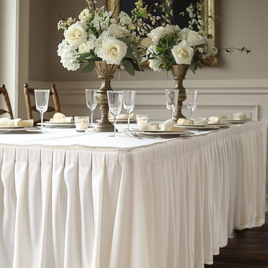 Valance For Catering Banquet Table, White Skirting 5.65 M