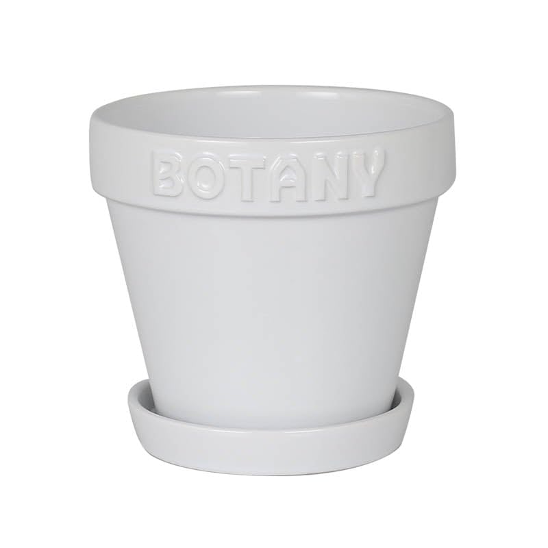Dulton Botany Pot 5 White Embossed logo and earth colored flower pot BOTANY 5 Height Diameter 15cm No. 13.8cm G21-0395M/WT