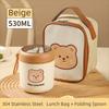 304 Stainless Steel Cute Thermos Flask Bear Warmer Food Container Porridge Soup Container  for Kids