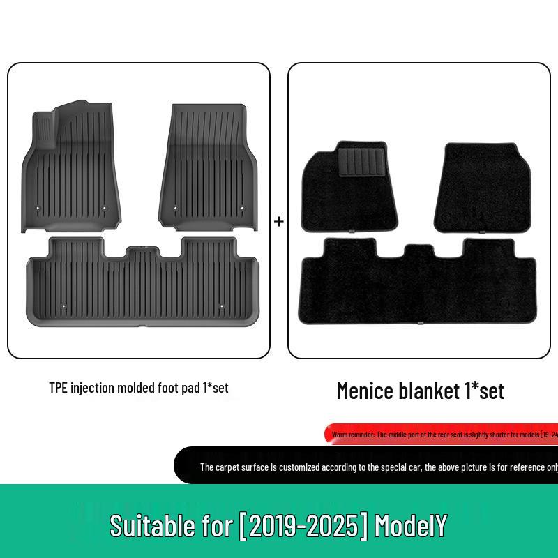 Eco-Friendly TPE Car Floor Mats for 2019-2025 Tesla Model Y, Left/Right Drive.