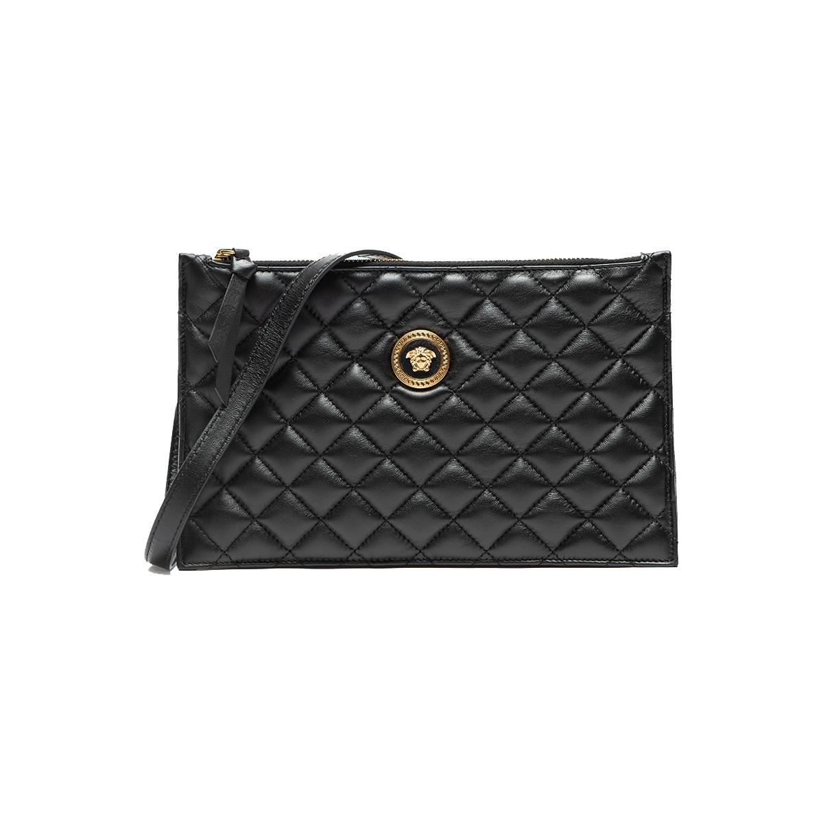 

Versace Classic Medusa Head Logo Lambskin Leather Clutch Shoulder Bag Women bags Black Gold DP8I169SDNAR3S Basic Set (Bag+Dust Bag)
