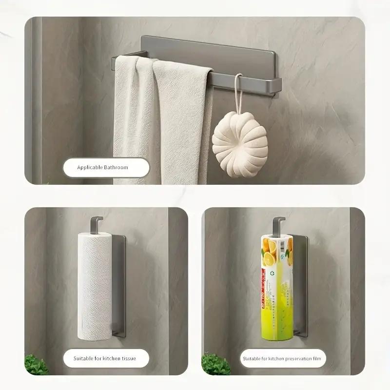 Kitchen Paper Towel Holder Adhesive Tissue Hanger Toilet Roll Paper Dispenser Cabinet Storage Napkin Rack Bathroom Accessories