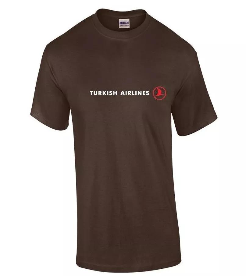 Turkish Airlines Red White Logo Turkey Chocolate Brown White Cotton T-Shirt 4XL