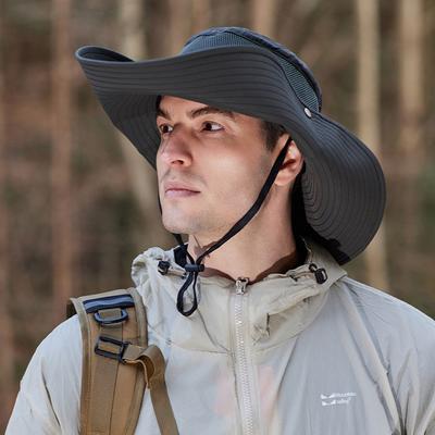 Summer Wide Large Brim Men Bucket Hat Outdoor Mountaineering Visor Western Cowboy Hat Anti-UV Sun Hat