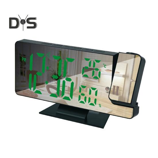 

Светодиодный цифровой будильник с большим экраном, многоцелевой проектор в формате 12/24 часа, потолочные часы с дисплеем времени и температуры зелёный