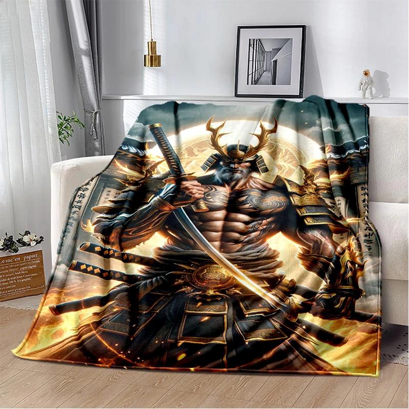 3D Japanischer Samurai Bushido Katana Cartoon Spiel Decke, Weiche Kuscheldecke für Zuhause Schlafzimmer Bett Sofa Reise Picknick Abdeckung Kinder