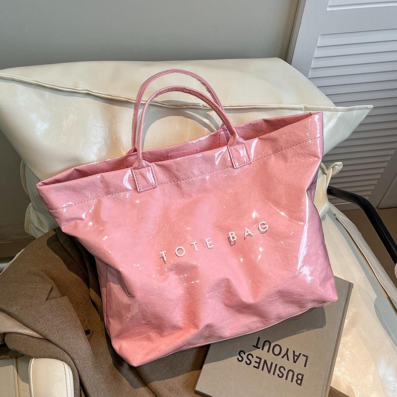Women's Large Capacity Tote Bags Summer Casual Letter Waterproof Handbags 2025 New College Student Commuting Shopping Bag