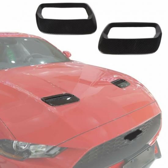 2x Kohlefaser Motorhaube Motor Luftschlitz Dekor Abdeckung Zierleiste Rahmen Für Ford Mustang 18+