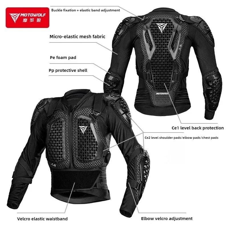Motowolf Motorcycle Body Armor Jacket Men CE Approved Body Protector Impact Resistant Riding Gear for Motocross Off Road Street